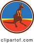 Vector Clip Art of Retro Kangaroo in a Brown White Blue Yellow and Red Circle by Patrimonio