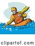 Vector Clip Art of Retro Kayaker Paddling 3 by Patrimonio