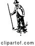 Vector Clip Art of Retro Klondiker Gold Rush Miner Guy Wading by Prawny Vintage