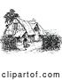 Vector Clip Art of Retro Lady and Thatched Cottage by Prawny Vintage