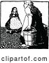 Vector Clip Art of Retro Lady Carrying Buckets and Talking to a Girl by Prawny Vintage