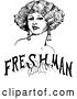 Vector Clip Art of Retro Lady Holding Freshman Text by Prawny Vintage