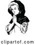 Vector Clip Art of Retro Lady Praying by Prawny Vintage