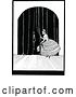 Vector Clip Art of Retro Lady Pulling Back Curtains on Stage by Prawny Vintage