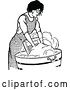 Vector Clip Art of Retro Lady Washing Laundry by Prawny Vintage