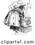 Vector Clip Art of Retro Lady Washing Laundry by Prawny Vintage