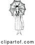 Vector Clip Art of Retro Lady with an Umbrella by Prawny Vintage