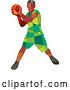 Vector Clip Art of Retro Low Poly Black Male Basketball Player Holding the Ball by Patrimonio