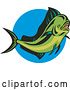 Vector Clip Art of Retro Mahi Mahi Dolphin Fish over Blue by Patrimonio
