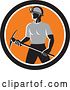 Vector Clip Art of Retro Male Coal Miner Worker with a Pickaxe in a Circle by Patrimonio