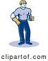 Vector Clip Art of Retro Male Construction Worker Holding a Thumb up by Patrimonio