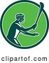 Vector Clip Art of Retro Male Hurling Player Holding a Wooden Hurley Stick in a Green Circle by Patrimonio