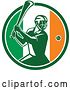 Vector Clip Art of Retro Male Hurling Player in an Irish Flag Circle by Patrimonio