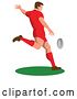 Vector Clip Art of Retro Male Rugby Player Kicking by Patrimonio