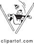 Vector Clip Art of Retro Male Skier Catching Air and Looking down by BestVector