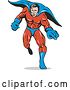 Vector Clip Art of Retro Male Superhero Running and Pointing by Patrimonio