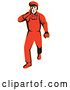 Vector Clip Art of Retro Male Worker Protesting, Walking and Hollering by Patrimonio