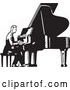 Vector Clip Art of Retro Man Seated and Playing a Piano by BestVector