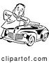 Vector Clip Art of Retro Mechanic Guy Giving a Car a Check up by BestVector