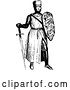 Vector Clip Art of Retro Medieval Knight on with a Shield and Sword 2 by Prawny Vintage