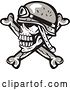 Vector Clip Art of Retro Military Skull and Crossbones with a Helmet by Patrimonio