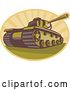 Vector Clip Art of Retro Military Tank and Rays Logo by Patrimonio