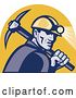 Vector Clip Art of Retro Miner with a Pickaxe and Head Lamp by Patrimonio
