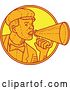 Vector Clip Art of Retro Mono Line Styled Movie Director or Carnival Barker Using a Megaphone by Patrimonio