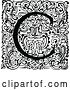 Vector Clip Art of Retro Monogram C Letter over Swirls by Prawny Vintage