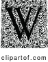 Vector Clip Art of Retro Monogram W Letter over Swirls by Prawny Vintage