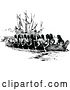 Vector Clip Art of Retro Natives in a Canoe by a Ship by Prawny Vintage