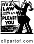 Vector Clip Art of Retro Officer Nailing a Its a Law with Us to Please You Sign by BestVector