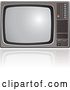Vector Clip Art of Retro Old Fashioned Silver TV Set with a Reflection by Cidepix