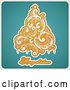 Vector Clip Art of Retro Orange Flourish Tree Merry Christmas Text on Turquoise by Elena