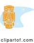 Vector Clip Art of Retro Orange Tiki Carving in Style, over Blue with Stars by Xunantunich