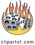 Vector Clip Art of Retro Pair of White and Black Dice and Flames by Andy Nortnik