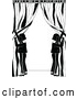 Vector Clip Art of Retro People Opening Stage Curtains by Prawny Vintage