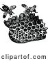 Vector Clip Art of Retro Piece of Honeycomb and Bees by Prawny Vintage