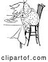 Vector Clip Art of Retro Pig Eating at a Table by Prawny Vintage