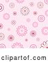 Vector Clip Art of Retro Pink Background of White and Pink Flowers and Circles over a Weaved Texture by KJ Pargeter