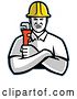 Vector Clip Art of Retro Plumber or Pipefitter Holding a Monkey Wrench by Patrimonio