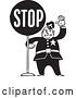 Vector Clip Art of Retro Policeman with a Stop Sign by BestVector