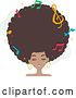 Vector Clip Art of Retro Pretty Black Lady with a Giant Afro and Music Notes by BNP Design Studio