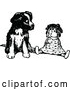 Vector Clip Art of Retro Puppy Sitting with a Doll by Prawny Vintage