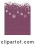 Vector Clip Art of Retro Purple Christmas Snow Background with Grunge and Hanging Ornaments by KJ Pargeter