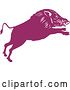 Vector Clip Art of Retro Purple Leaping Wild Boar Pig by Patrimonio