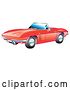 Vector Clip Art of Retro Red 1963 Convertible Chevrolet Corvette with the Top down and Crome Bumpers by Andy Nortnik