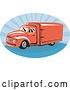 Vector Clip Art of Retro Red and Blue Delivery Van Logo by Patrimonio