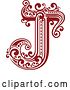 Vector Clip Art of Retro Red and White Capital Letter J with Flourishes by Vector Tradition SM