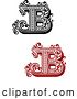 Vector Clip Art of Retro Red, Capital Letter B Designs with Flourishes by Vector Tradition SM